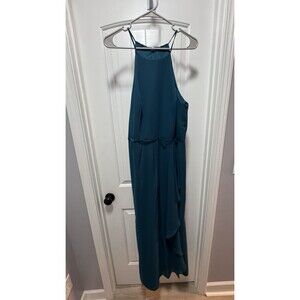 DB Studio Celebrate Teal Formal Dress Size 18 High Neck Chiffon Gown